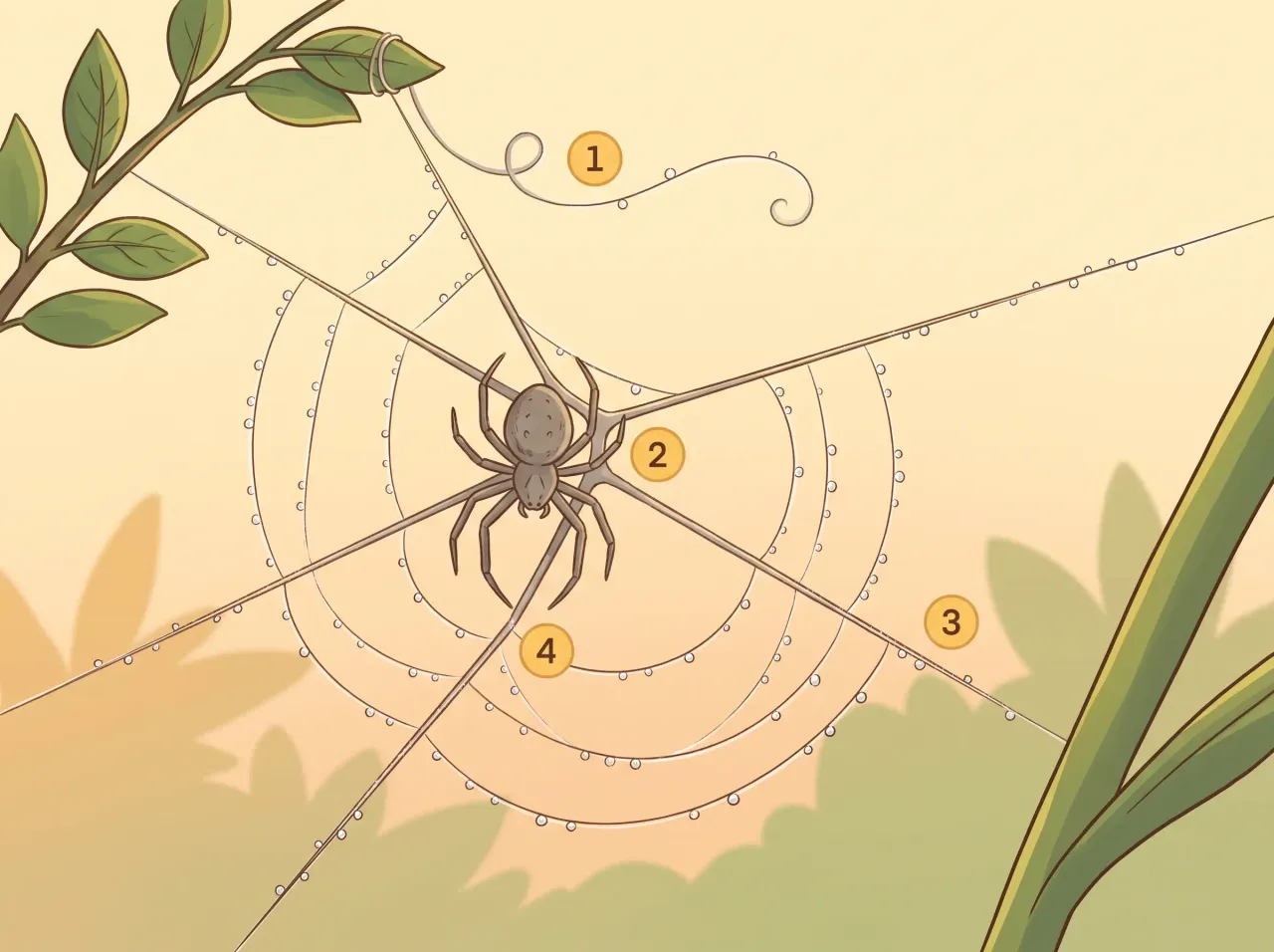 Etapas de la telaraña orbicular
