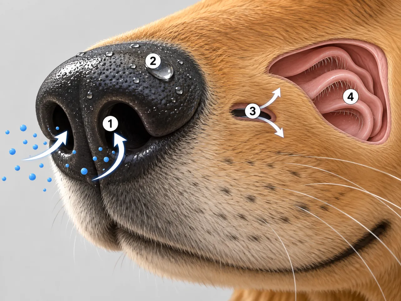 Il naso bagnato del cane