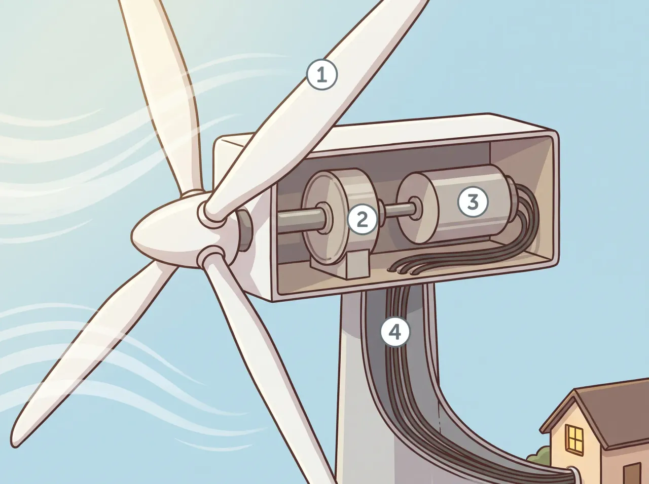 Dans une éolienne