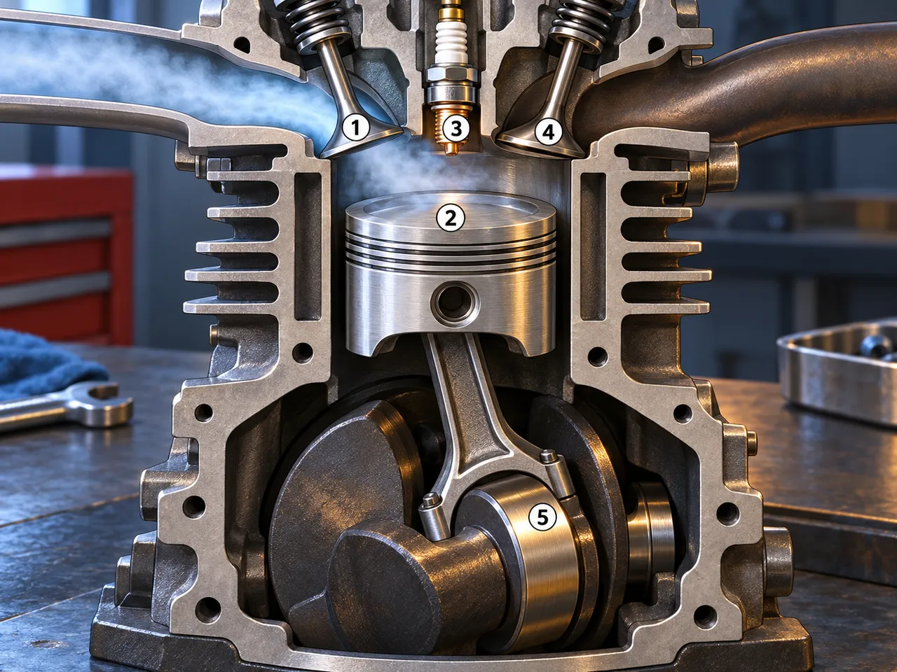 Dans un moteur à quatre temps