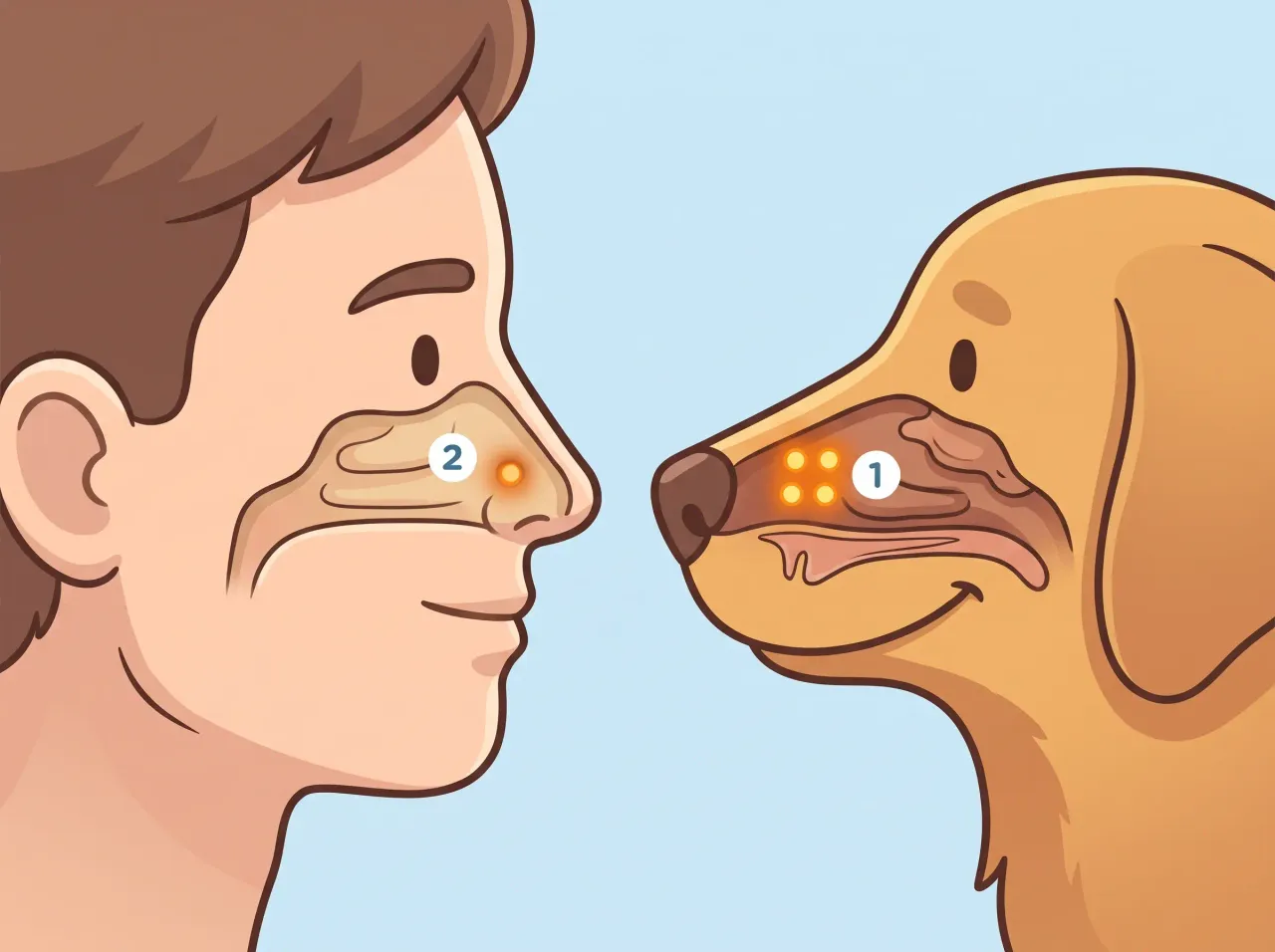 Nez de chien, nez humain