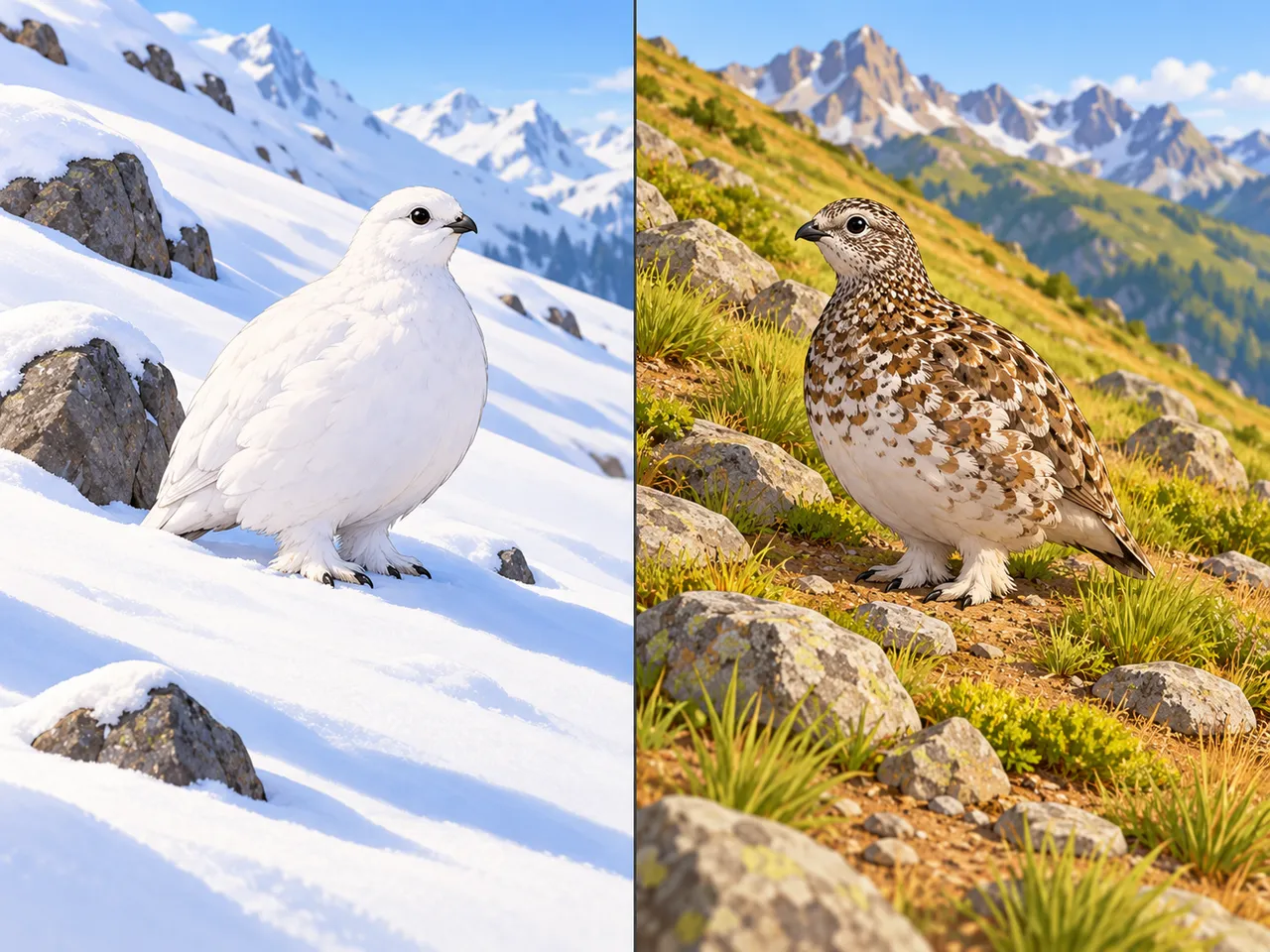 L’oiseau qui devient blanc en hiver