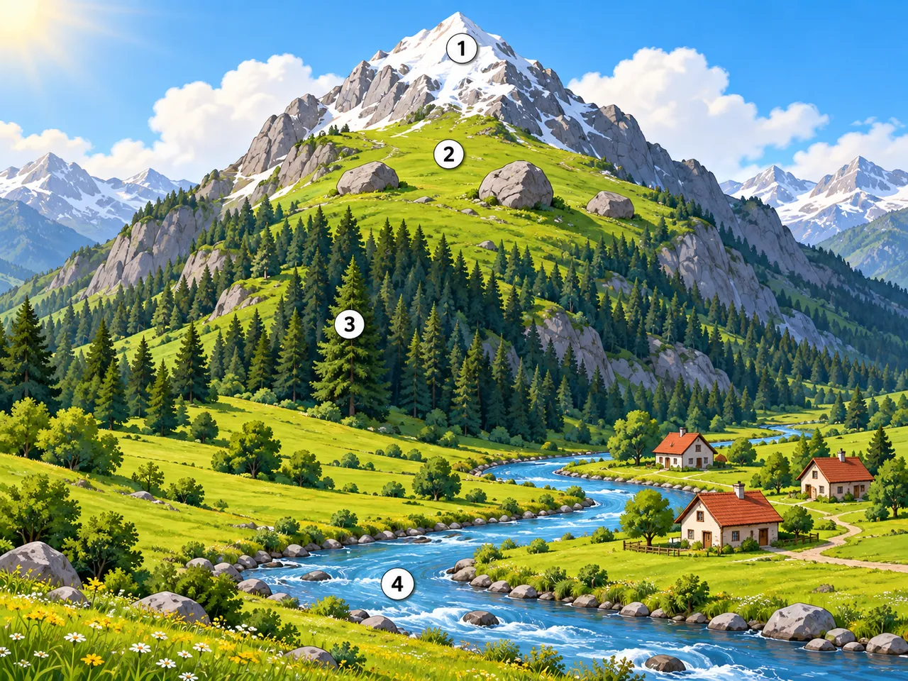 Une montagne du bas jusqu’au sommet