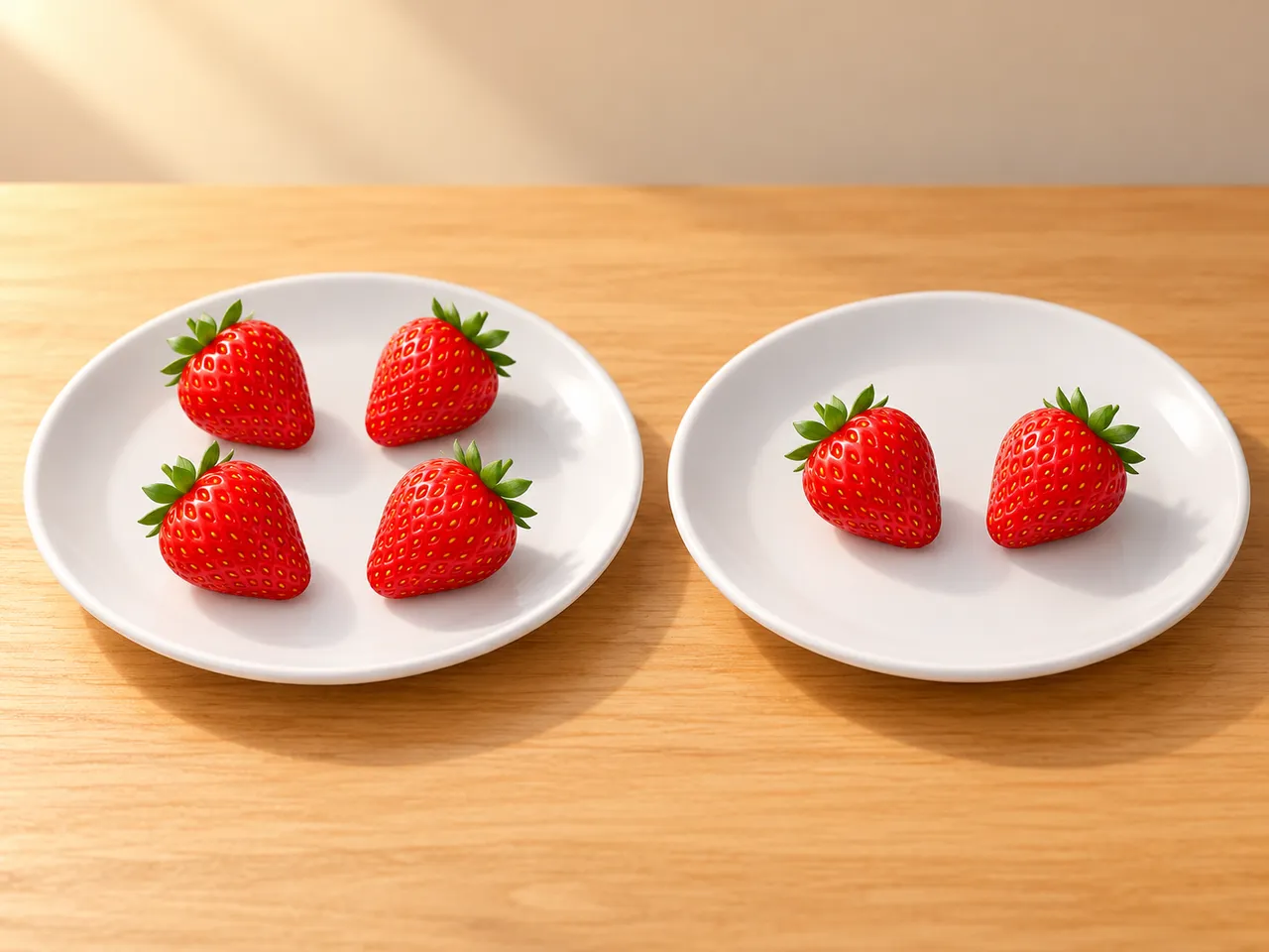Six fraises séparées