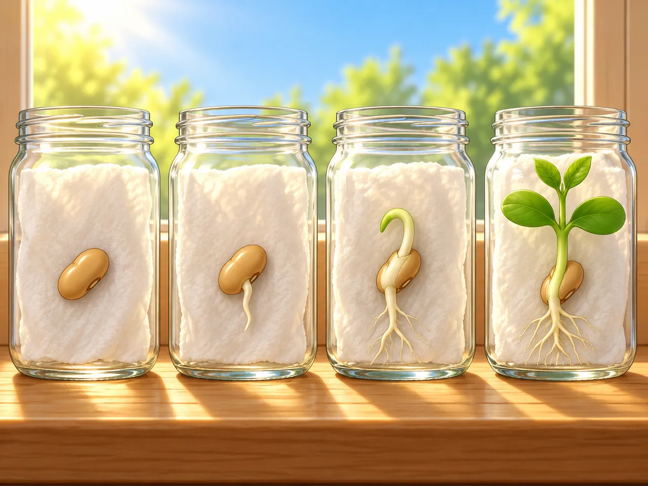 Une graine de haricot devient plante