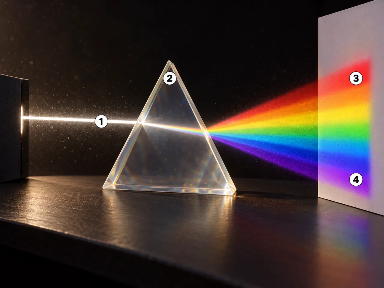 Un prisme décompose la lumière blanche