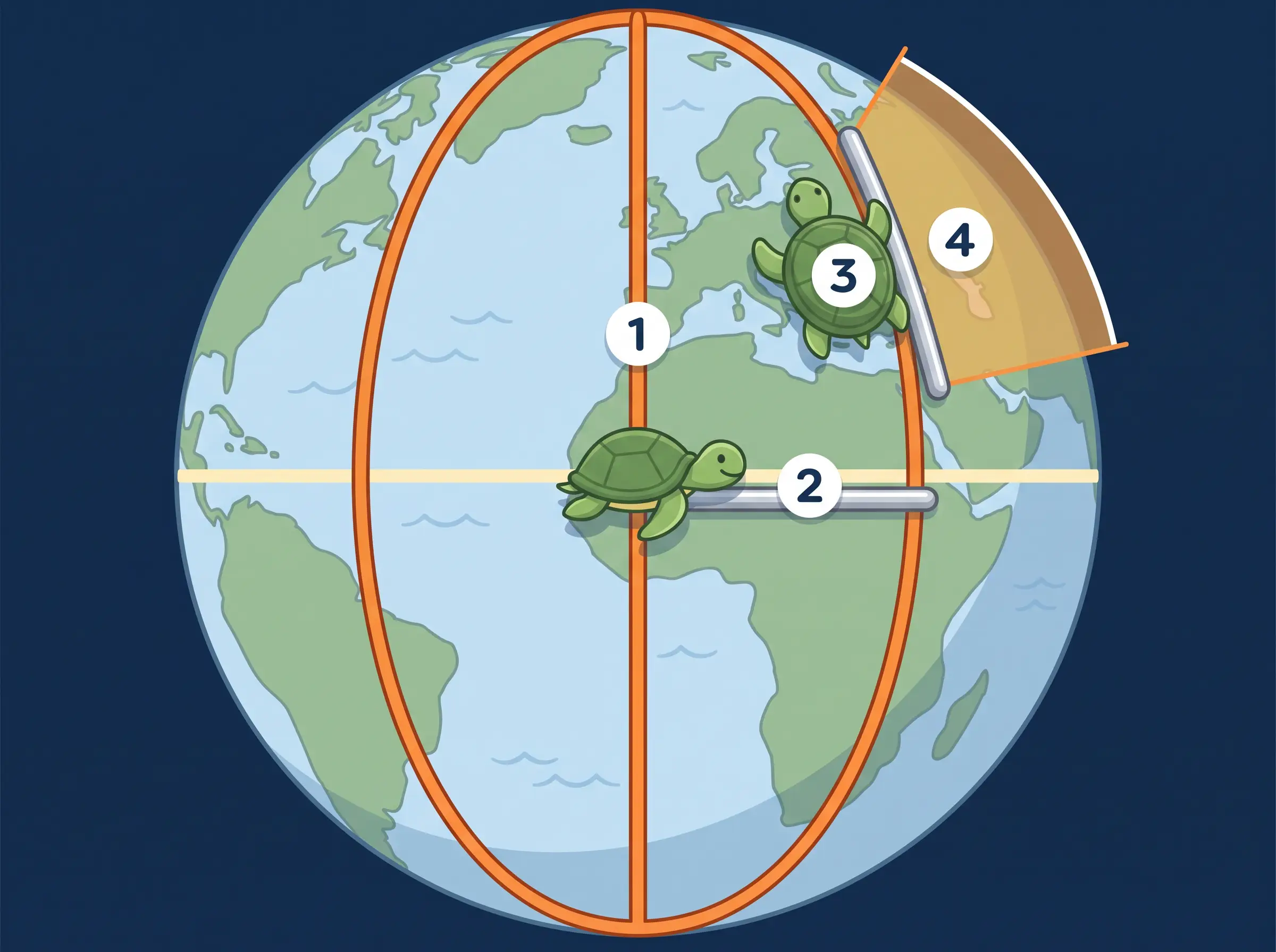 Les lignes de champ s'inclinent selon la latitude