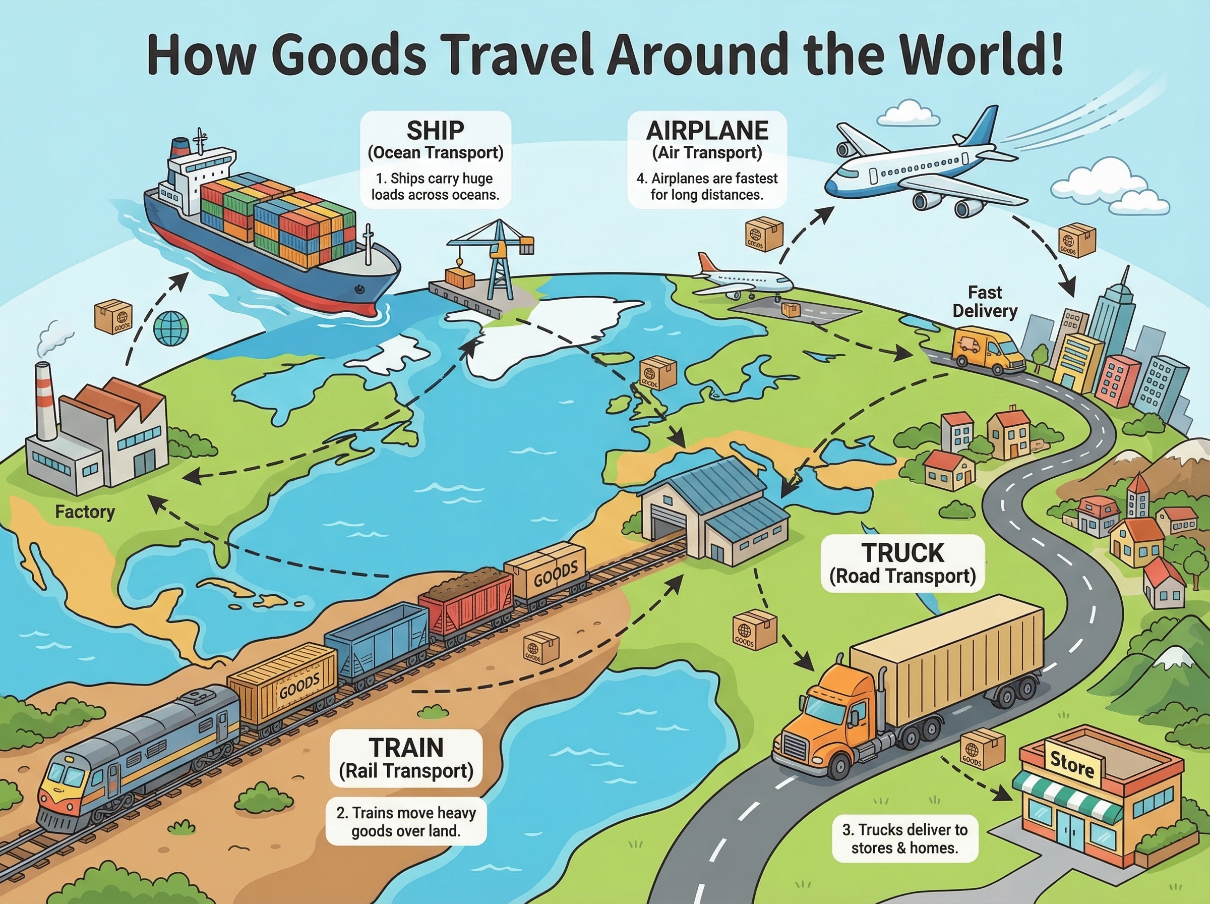 How goods travel around the world