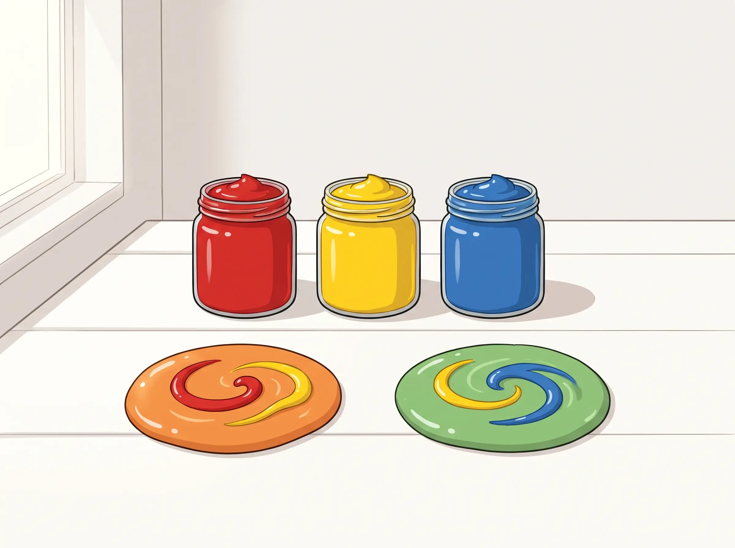 Trois peintures font des couleurs nouvelles